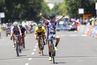 Roxsolt Attaquer's Valentina Scandolara celebrates after winning the overall title by taking fourth place on the third and final day of the 2019 Lexus Blackburn Bay Crits
