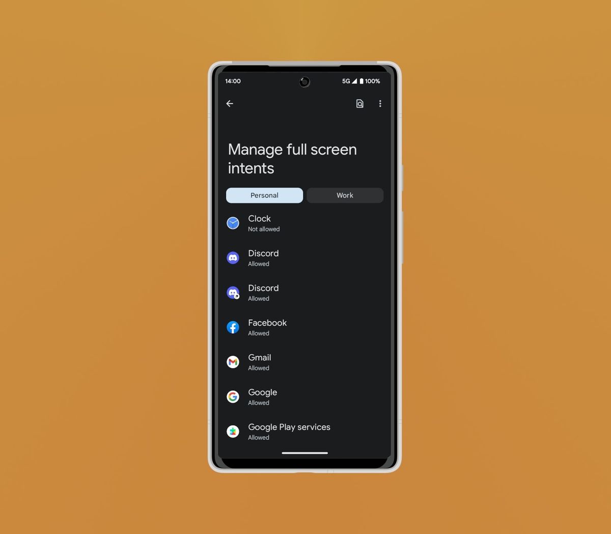 Full-screen notification management in Android 14