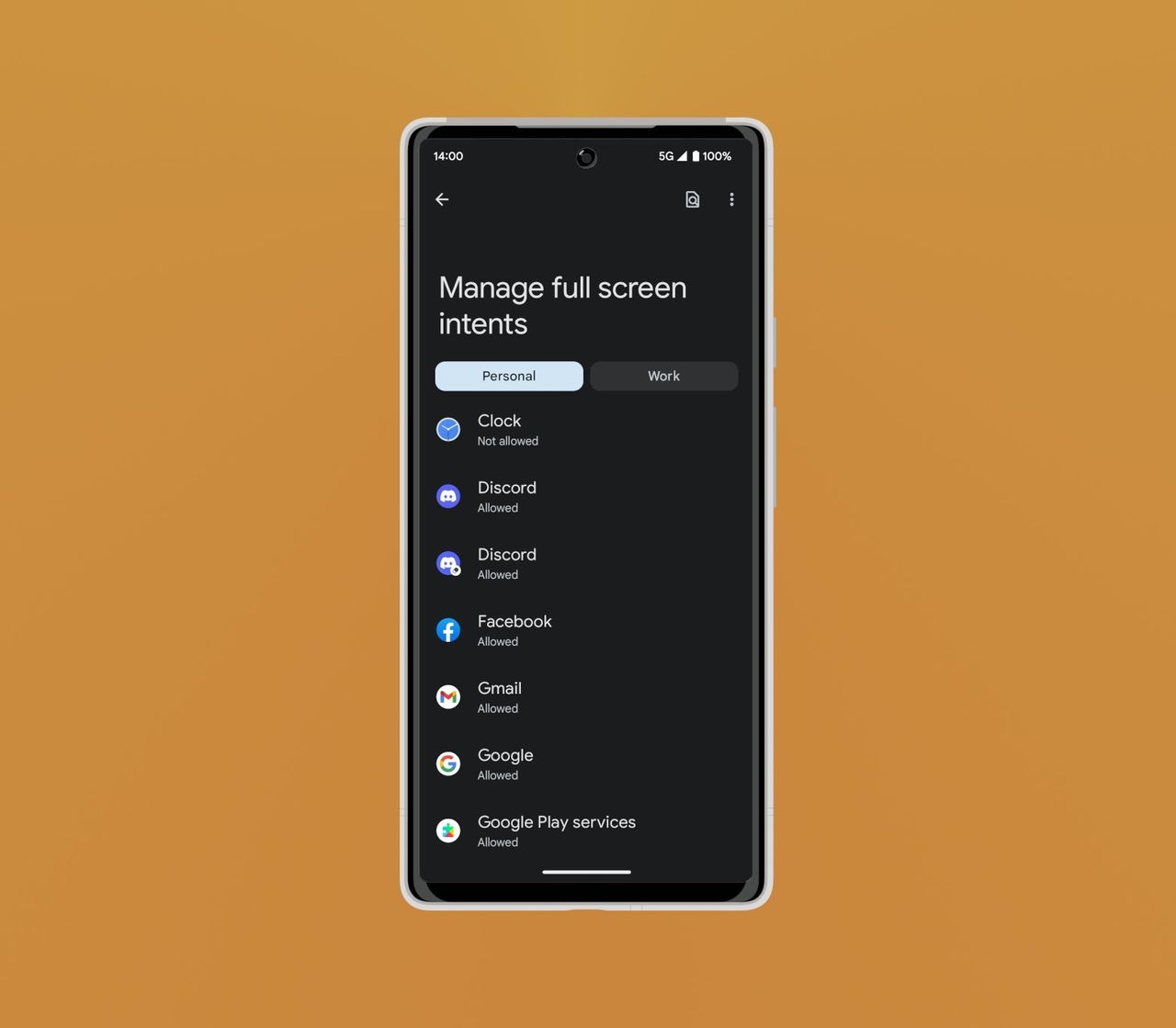 Full-screen notification management in Android 14
