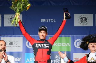 Rohan Dennis (BMC) celebrates his stage victory in Bristol