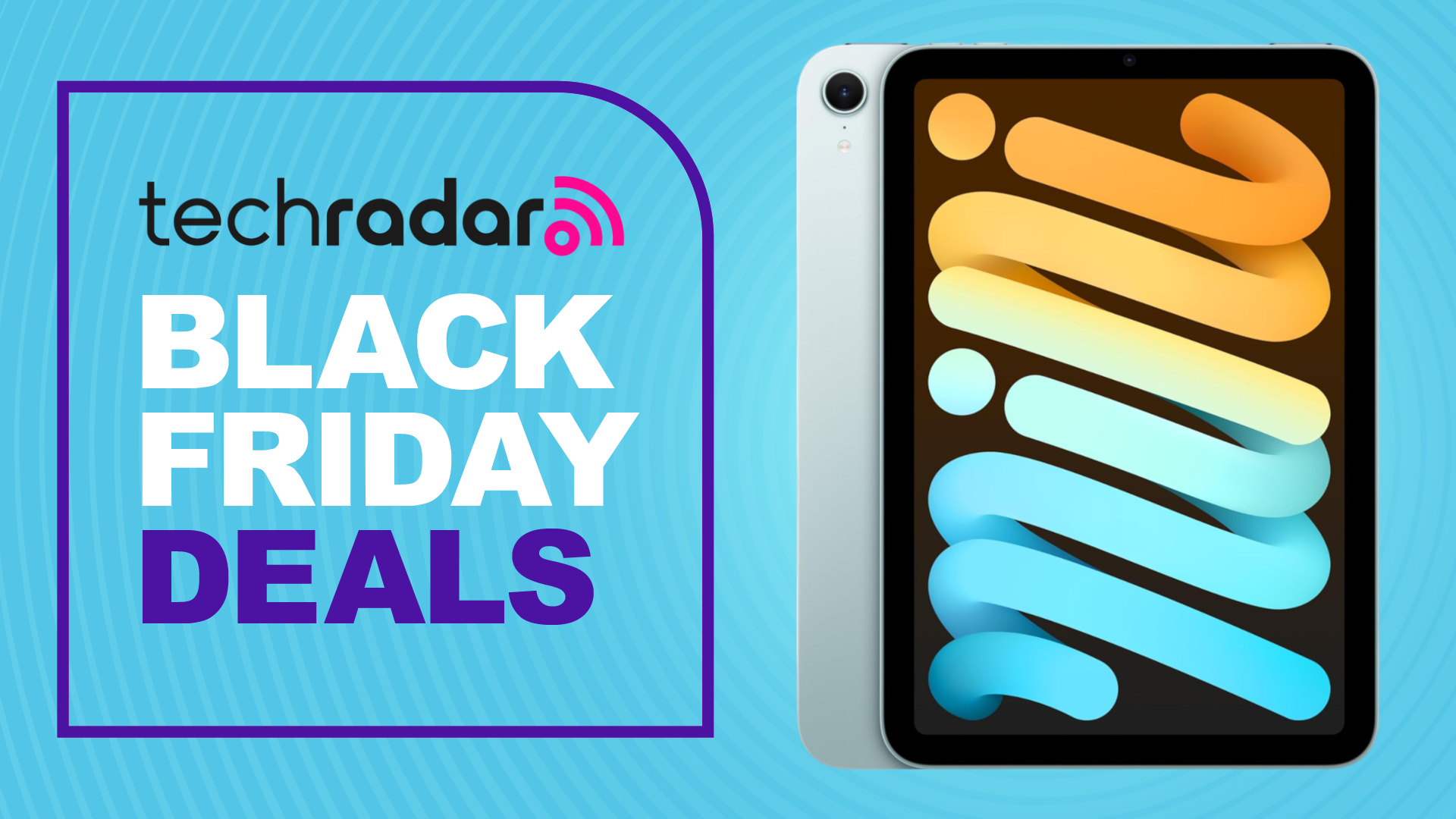 The iPad mini 2024 on a blue background