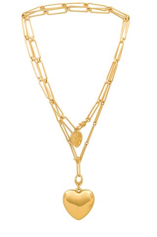 X Revolve Puffy Heart Chain Necklace