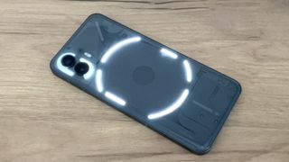 Nothing Phone 2 review; a black phone with LEDs