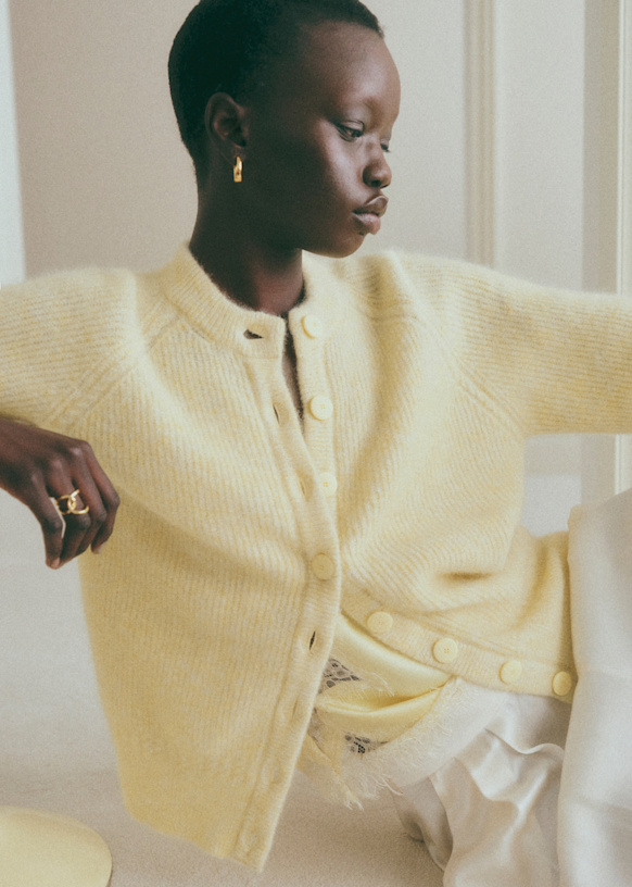 Othello Cardigan - Pastel Yellow - Alpaca - S&amp;eacute;zane