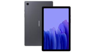 The Samsung Galaxy Tab on a white background.