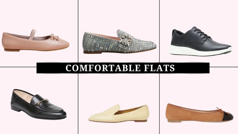 a round up composite image of some of the best comfortable flats for women