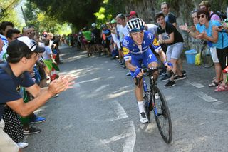 SAN SEBASTIAN SPAIN AUGUST 03 Remco Evenepoel of Belgium and Team DeceuninckQuickStep Fans Public during the 39th Clsica Ciclista San Sebastin 2019 a 2273km race from DonostiaSan Sebastin to DonostiaSan Sebastin Klasikoa dklasikoa on August 03 2019 in San Sebastian Spain Photo by David RamosGetty Images