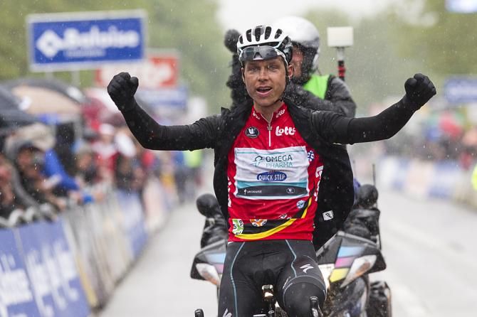 Tony Martin (Omega Pharma QuickStep) celebrates his overall race win