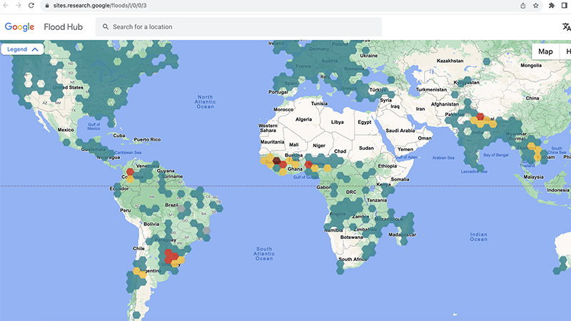 google search flood forecasting screenshot
