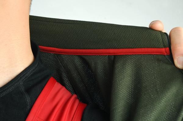 Well thought-out details include the lined stitch attaching the high-cut collar to prevent skin irritation