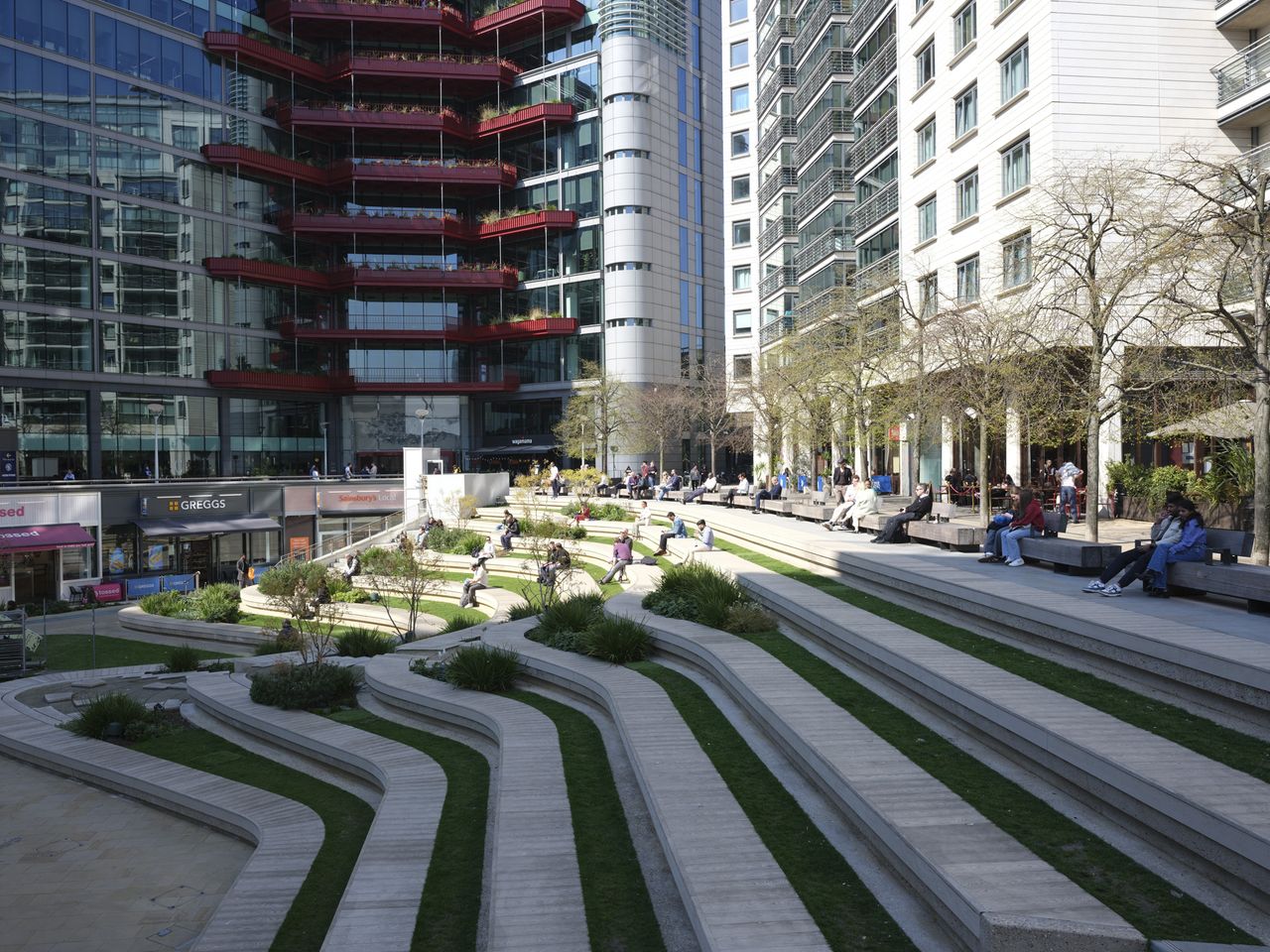 Fujifilm GFX100 RF sample images &ndash; public outside area surrounded by tall modern buildings