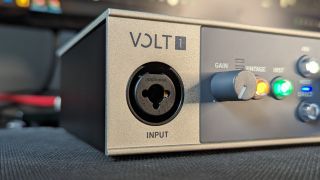 Close up of a combi input on the Universal Audio Volt 1 audio interface