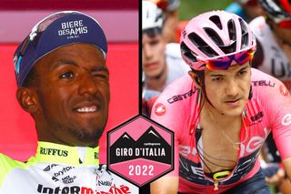 TOPSHOT Team Wantys Eritrean rider Biniam Girmay Hailu celebrates on the podium after winning the 10th stage of the Giro dItalia 2022 cycling race 196 kilometers between Pescara and Jesi central Italy on May 17 2022 Photo by Luca Bettini AFP Photo by LUCA BETTINIAFP via Getty Images