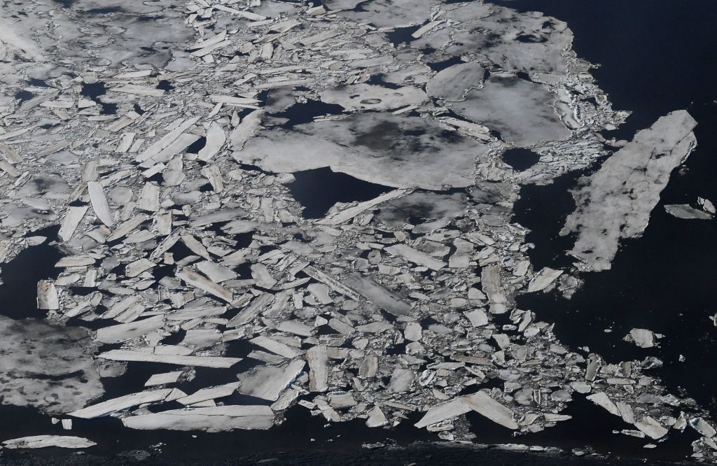 Ice breaks up in the Arctic Circle.