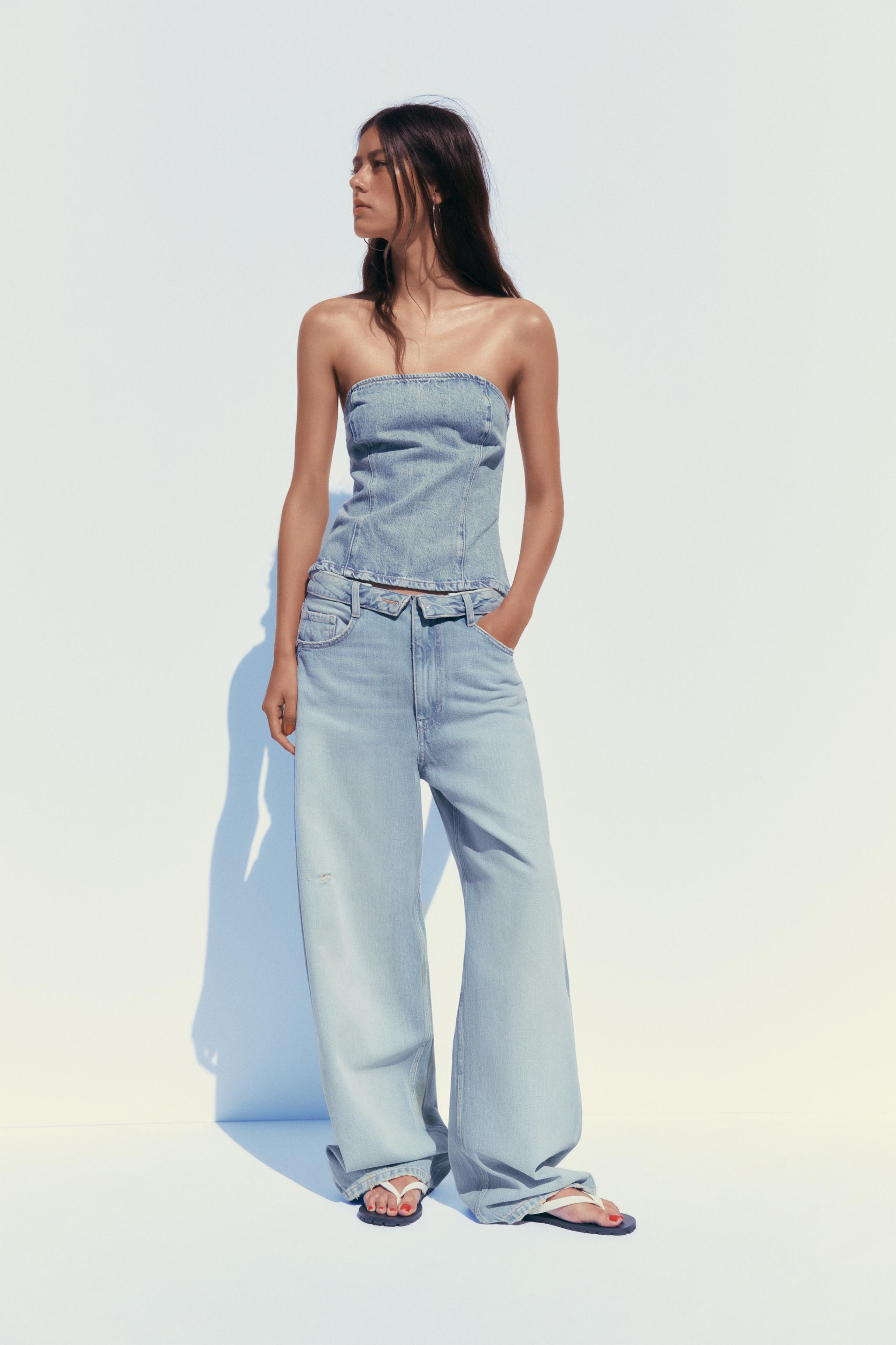 Trf Denim Bandeau Top