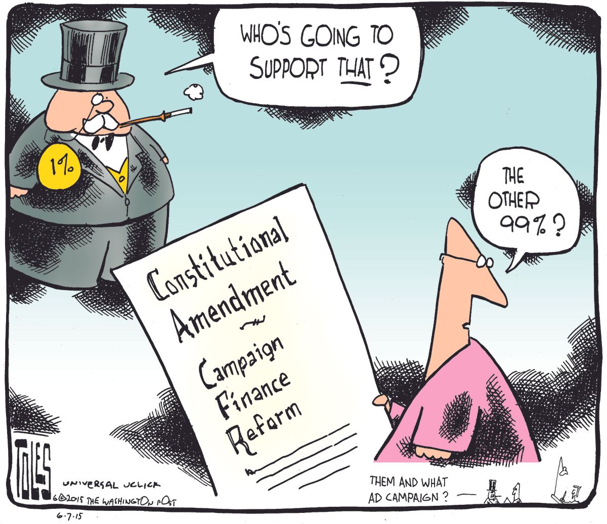 Political cartoon U.S. Campaign Finance Reform | The Week