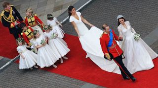 Prince William, Kate Middleton and their bridesmaids and page boys