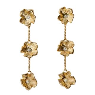 Maje Flower crystal-embellished brass earrings