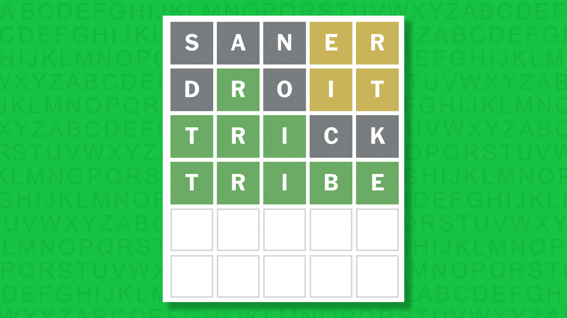 NYT Wordle answer for game 1885 on a green background