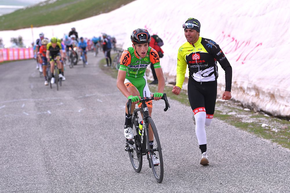 Giulio Ciccone of Italy and Team Bardiani CSF attacks on the final climb of stage 9 at the Giro d'Italia