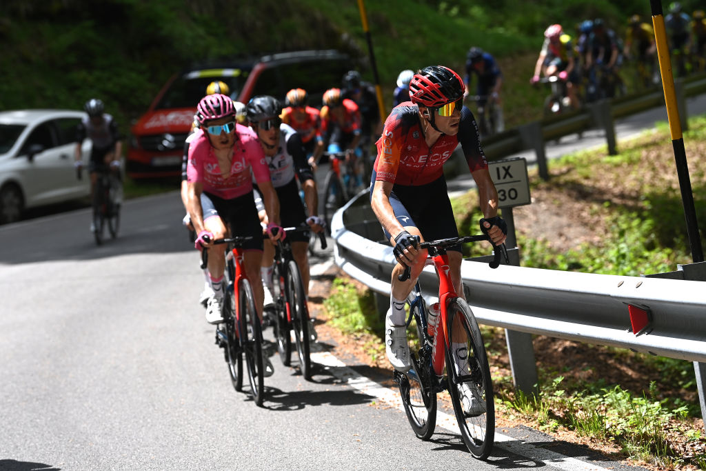 VAL DI ZOLDO PALAFAVERA ITALY MAY 25 Laurens De Plus of Belgium and Team INEOS Grenadiers competes during the 106th Giro dItalia 2023 Stage 18 a 161km stage from Oderzo to Val di Zoldo Palafavera 1514m UCIWT on May 25 2023 in Val di Zoldo Palafavera Italy Photo by Tim de WaeleGetty Images