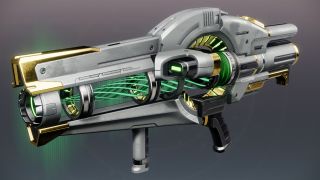 Destiny 2 The Desert Perpetual raid loot table: The Whirling Ovation exotic rocket launcher against a plain grey background.