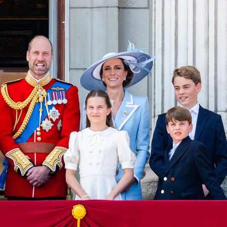Prince William on the balcony at Trooping the Colour 2026 with George, Charlotte, Louis and Princess Kate