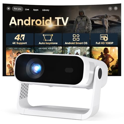 2026 New Smart Projector Built-In Apps, Android 14, Native 1080p 4k Supported Wifi 6 Bluetooth 5.2, 20000 Lumens, Low Fan Noise (