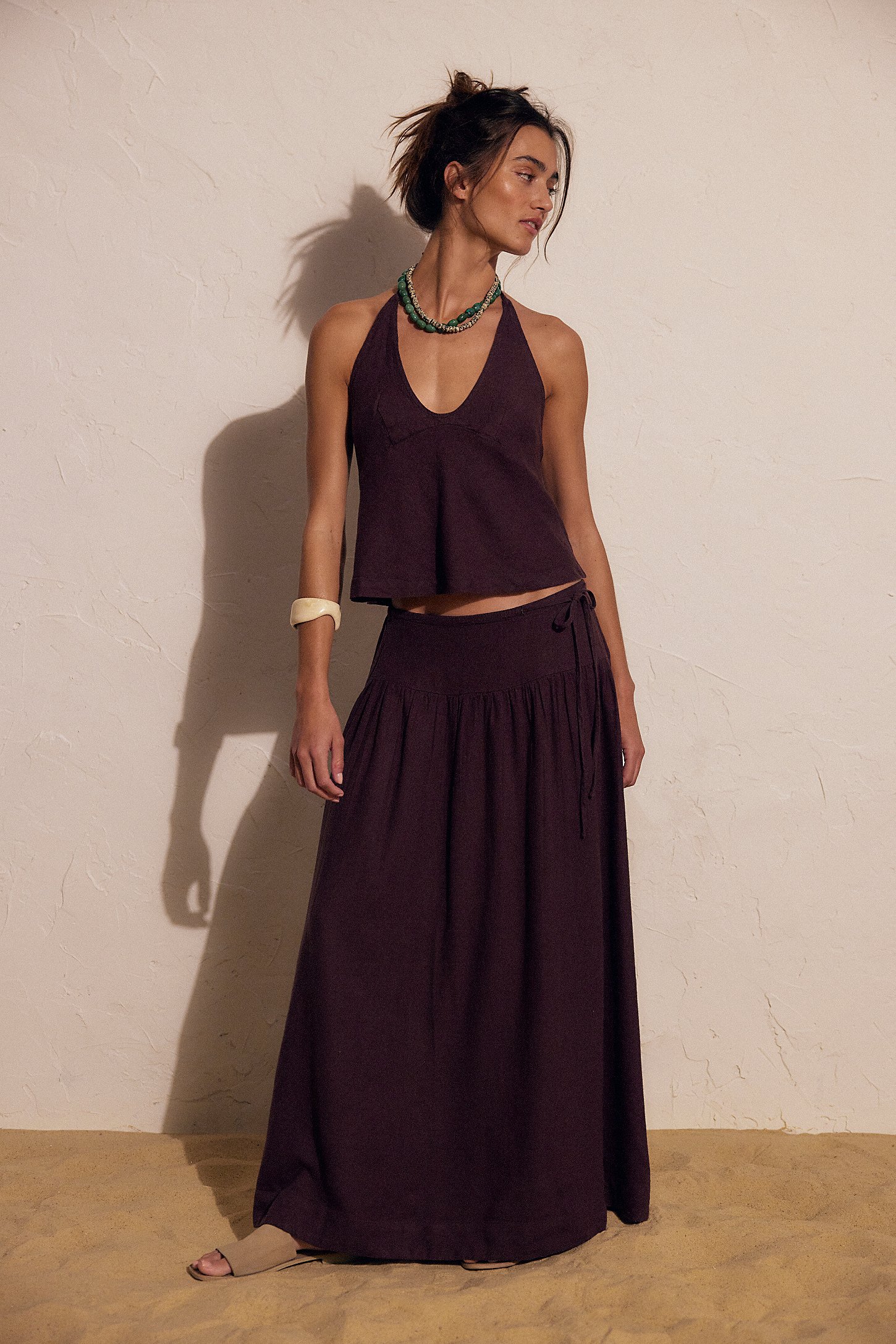 Free People , Sandshell Linen Skirt Set