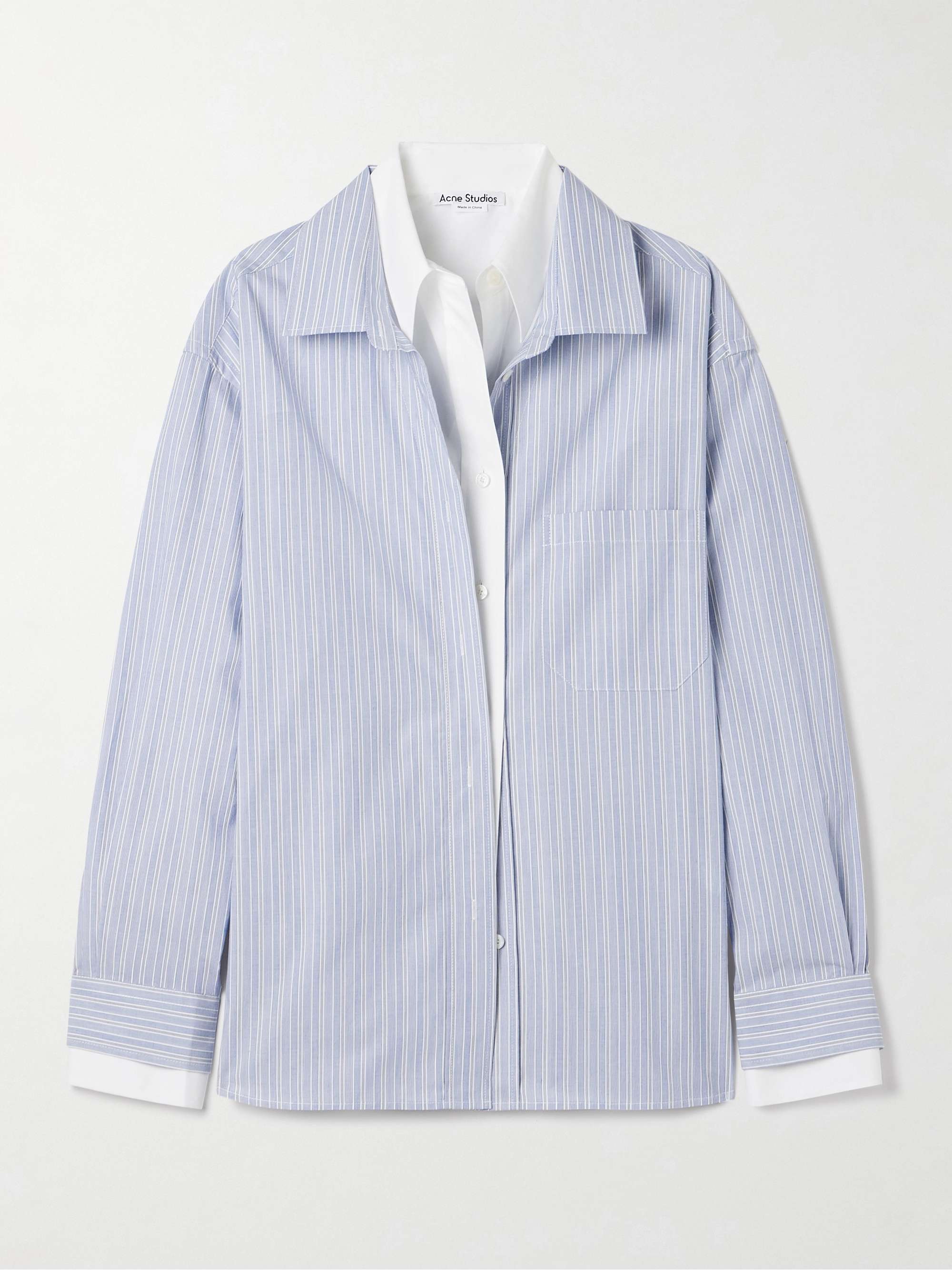 Layered Striped Organic Cotton-Poplin Shirt