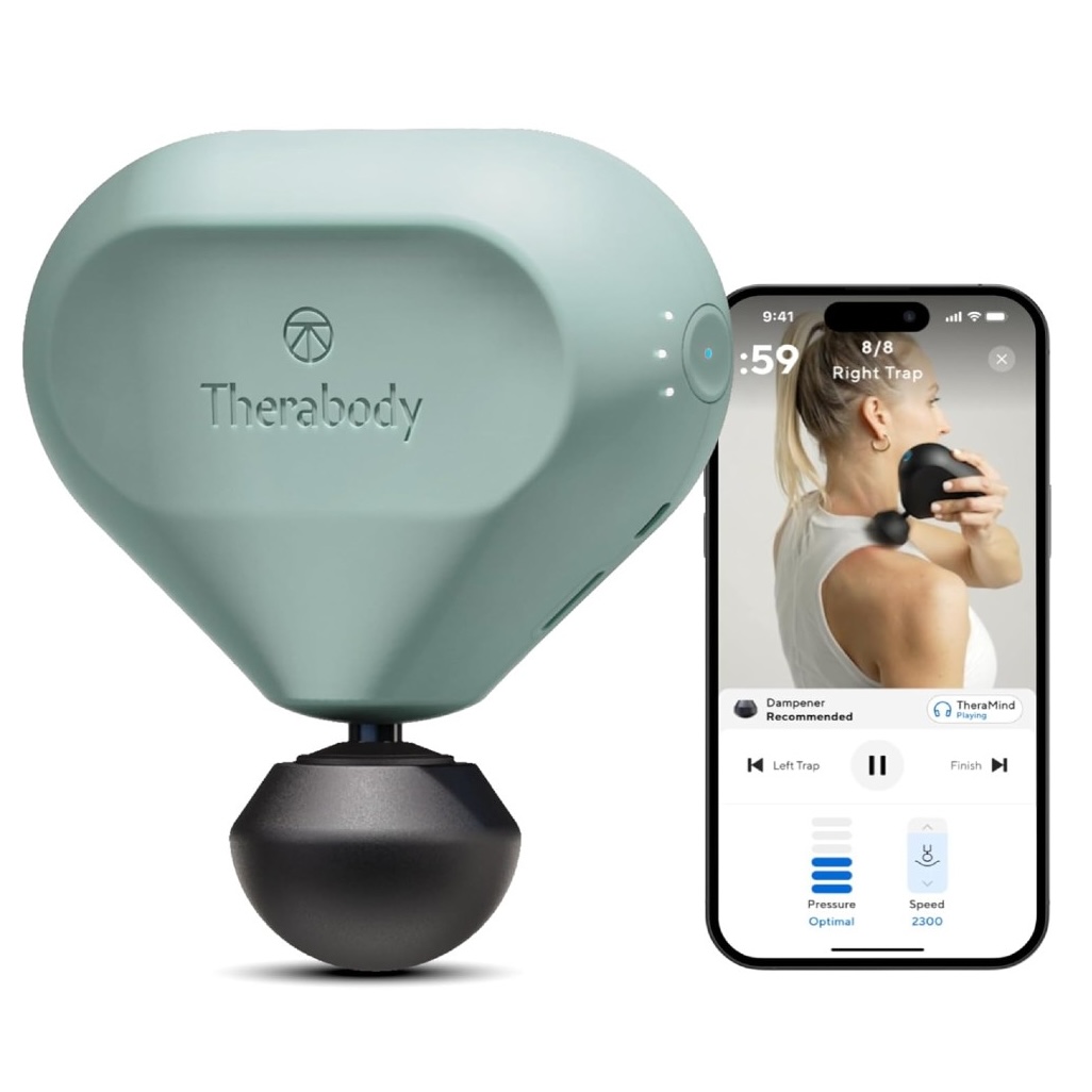 Theragun Mini (2nd Generation) by Therabody - Handheld Electric Massage Gun - Compact Deep Tissue Treatment for Any Athlete on the Go - Portable Percussion Massager With Quietforce Technology (green)