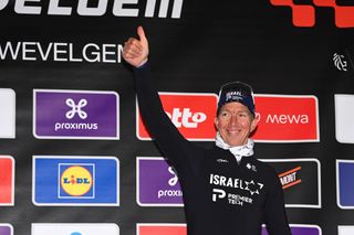 Sep Vanmarcke (Israel-Premier Tech) on the podium at Gent-Wevelgem 2023