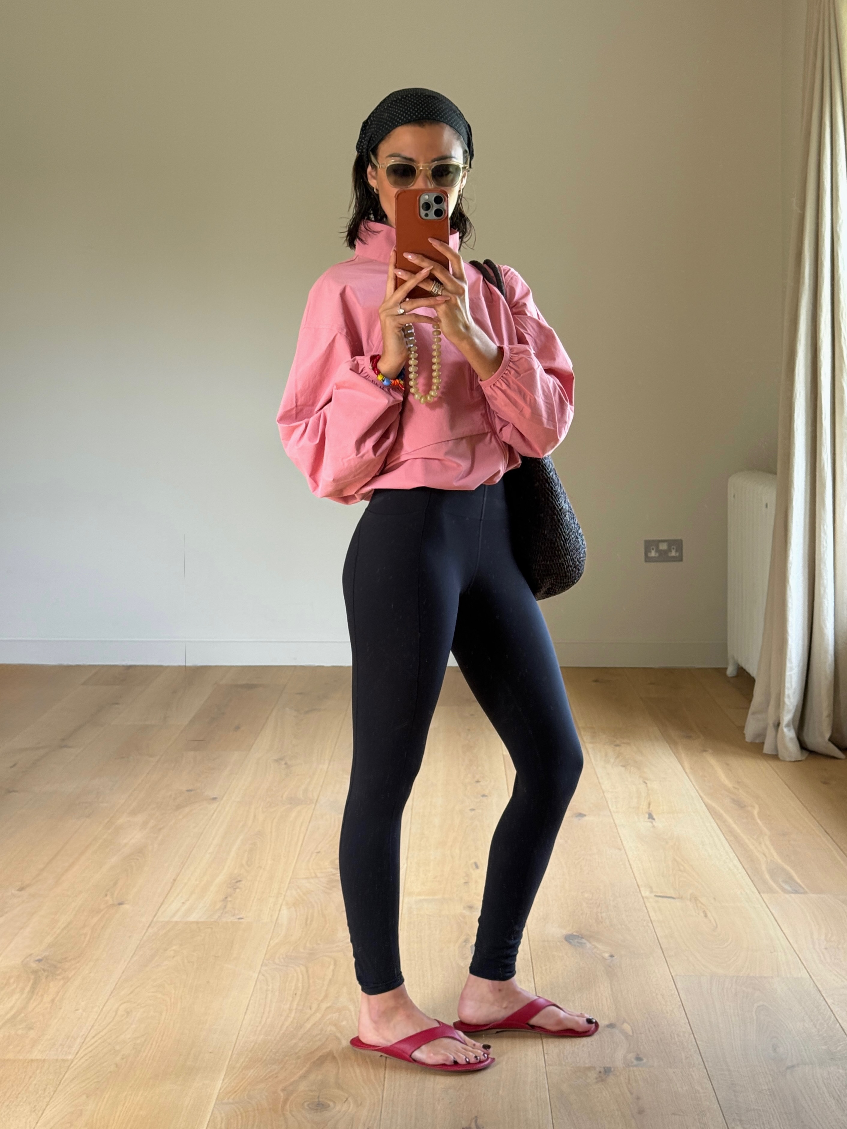 A woman wearing the thick-thong-sandal trend.
