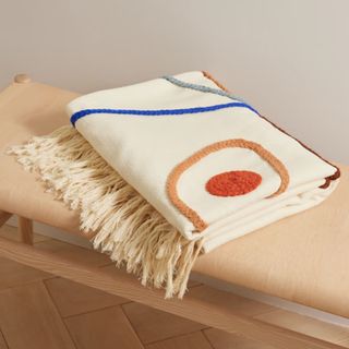 L'amour Fringed Embroidered Cotton Throw