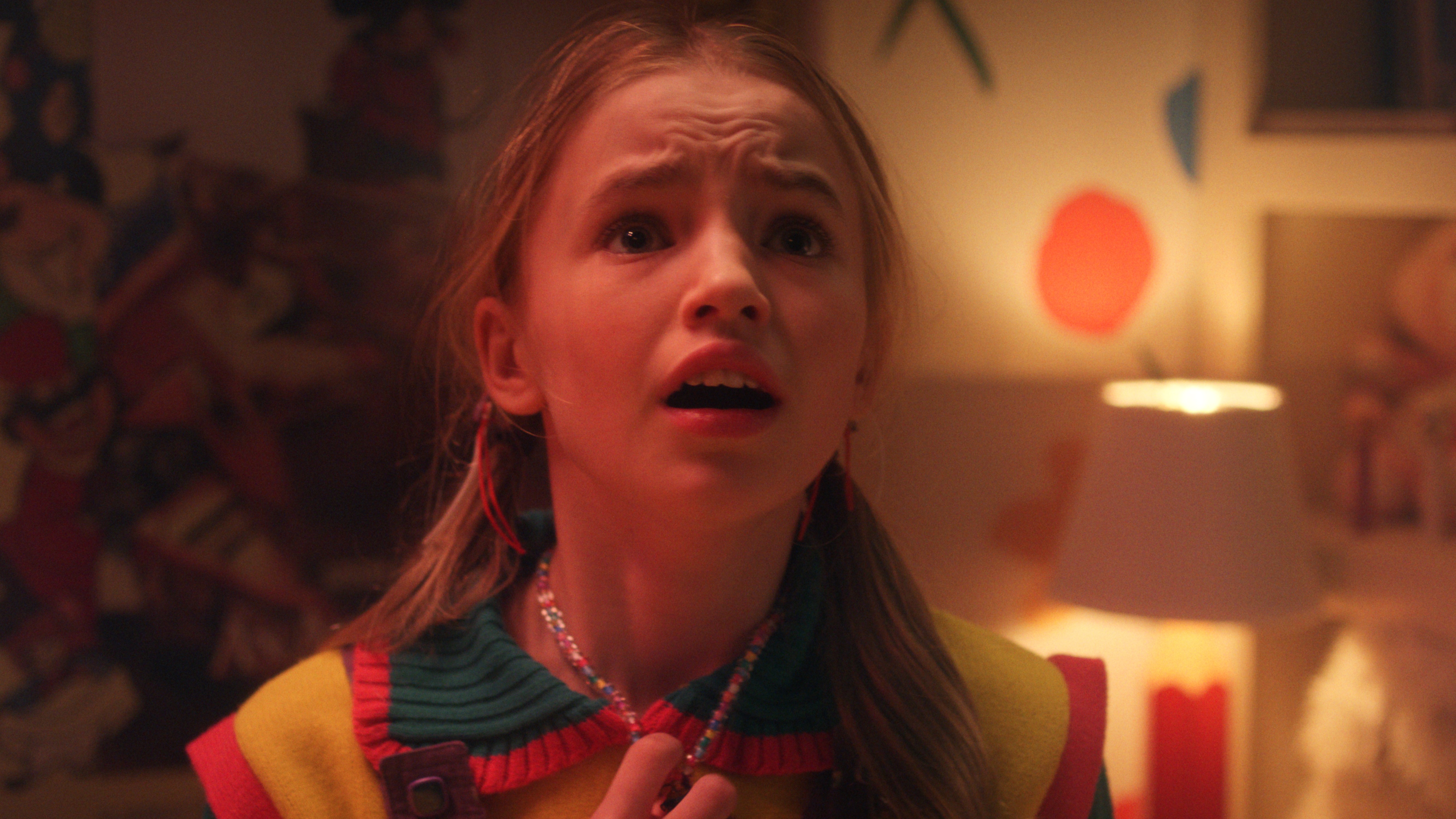 Holly Wheeler (Nell Fisher) looking scared in "Stranger Things" season 5