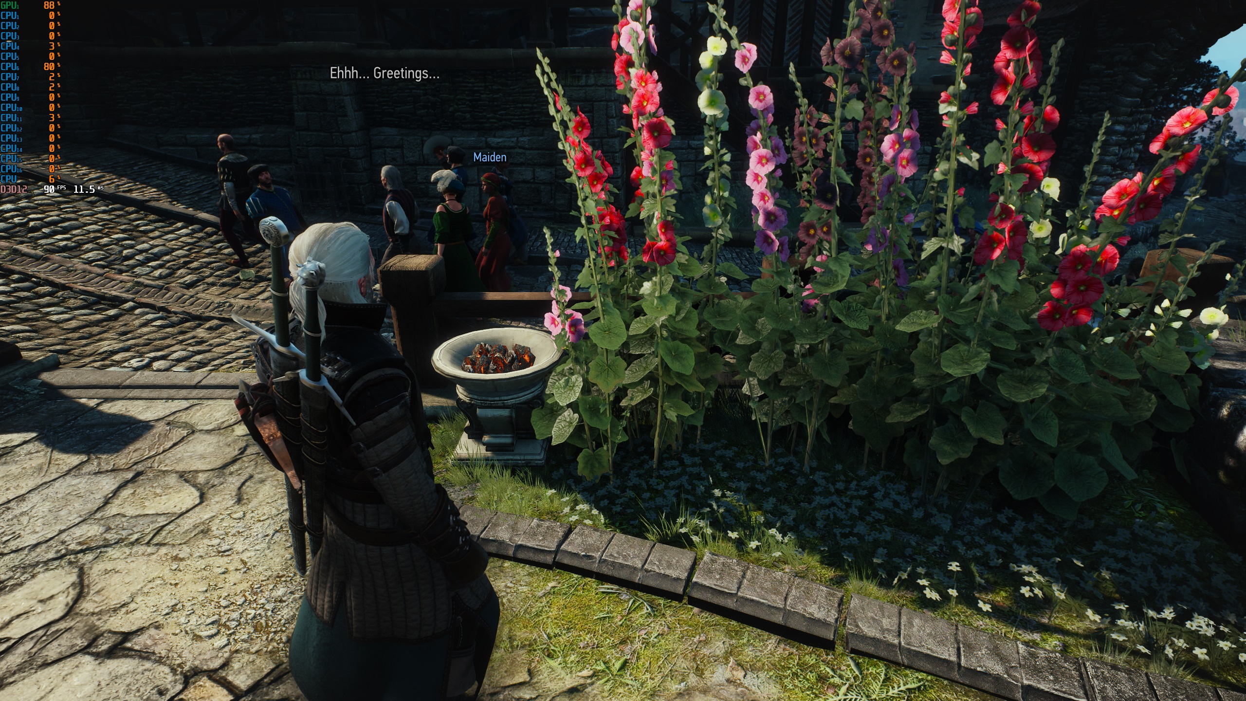 Novigrad witcher 3 screenshot showing foliage with SSAO enabled