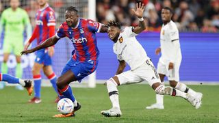  Jean-Philippe Mateta of Crystal Palace competes for the ball with Fred of Manchester United