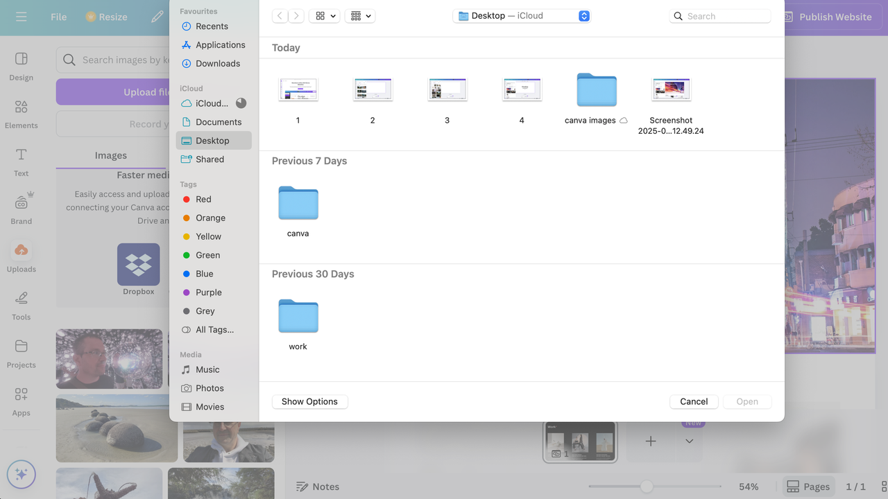 Navigating to images folder on computer