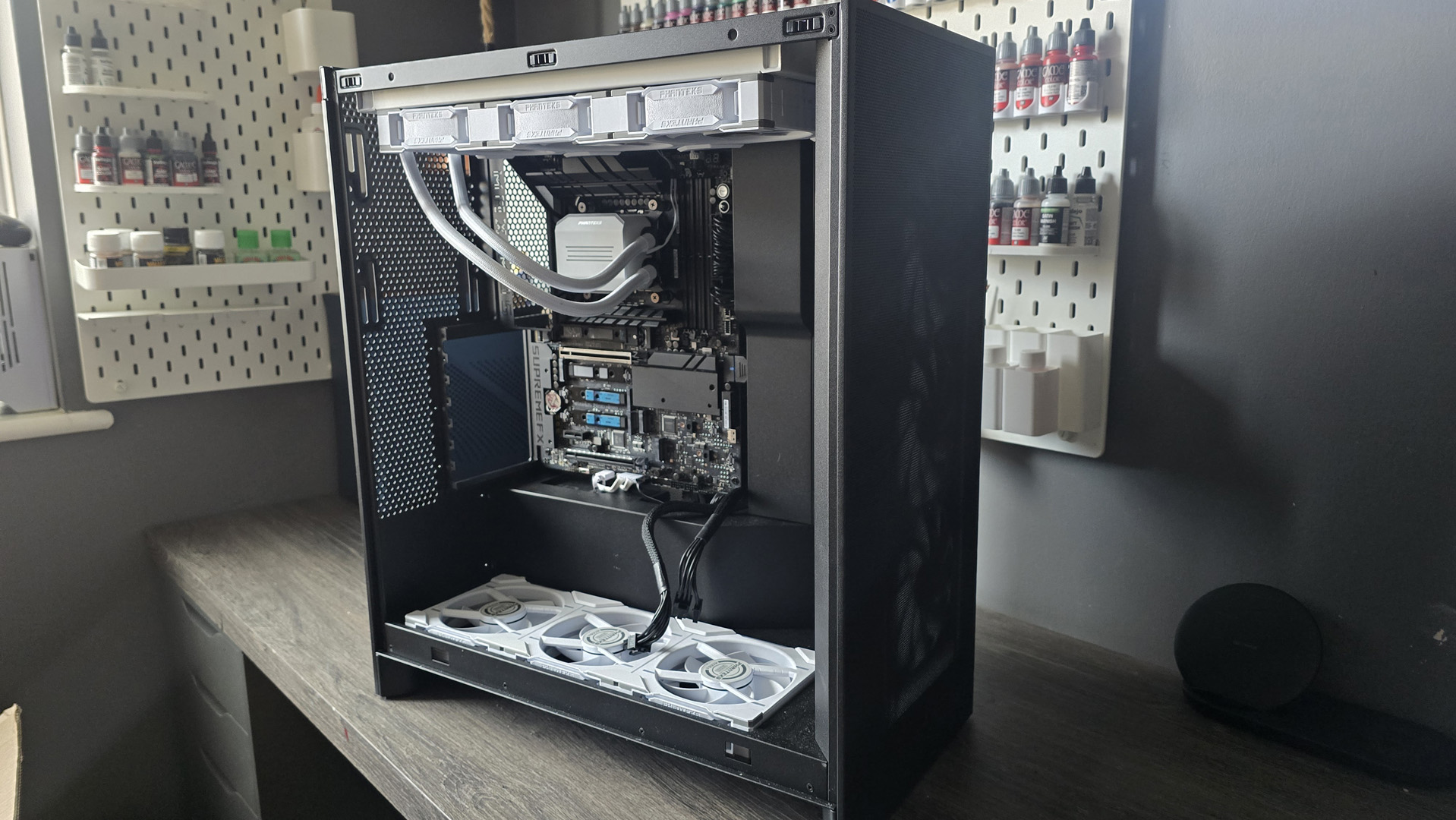 NZXT H7 Flow PC case being built into