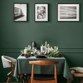 dark green painted dining room