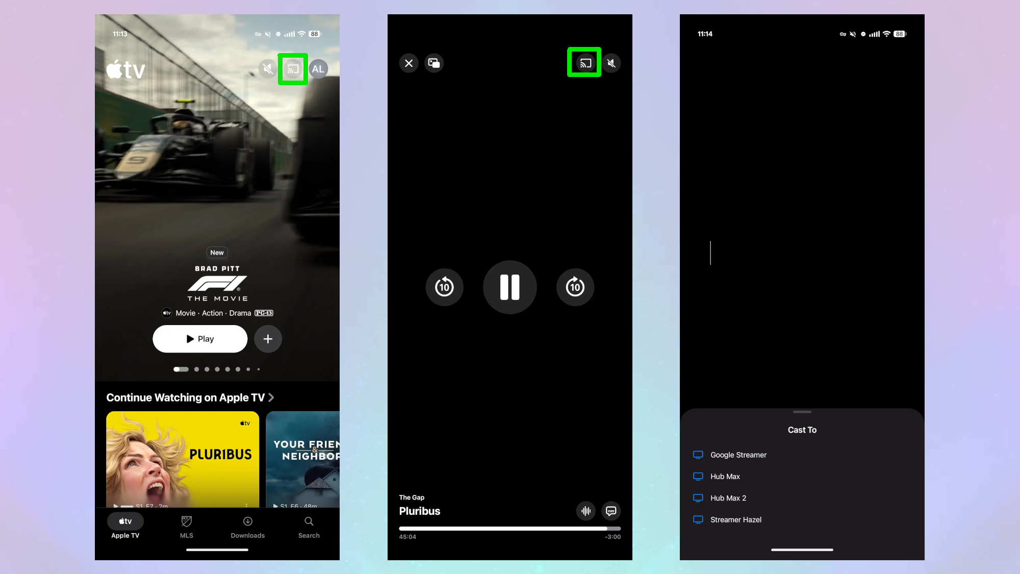 Apple TV app cast option
