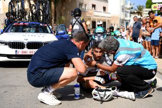 Julian Alaphilippe crashed on stage 11 at the Vuelta a Espana