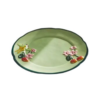 green floral plate