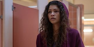 Zendaya as Rue in her hoodie during Season 1 of Euphoria