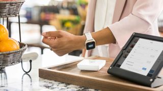 Garmin Venu Sq used for contactless payments