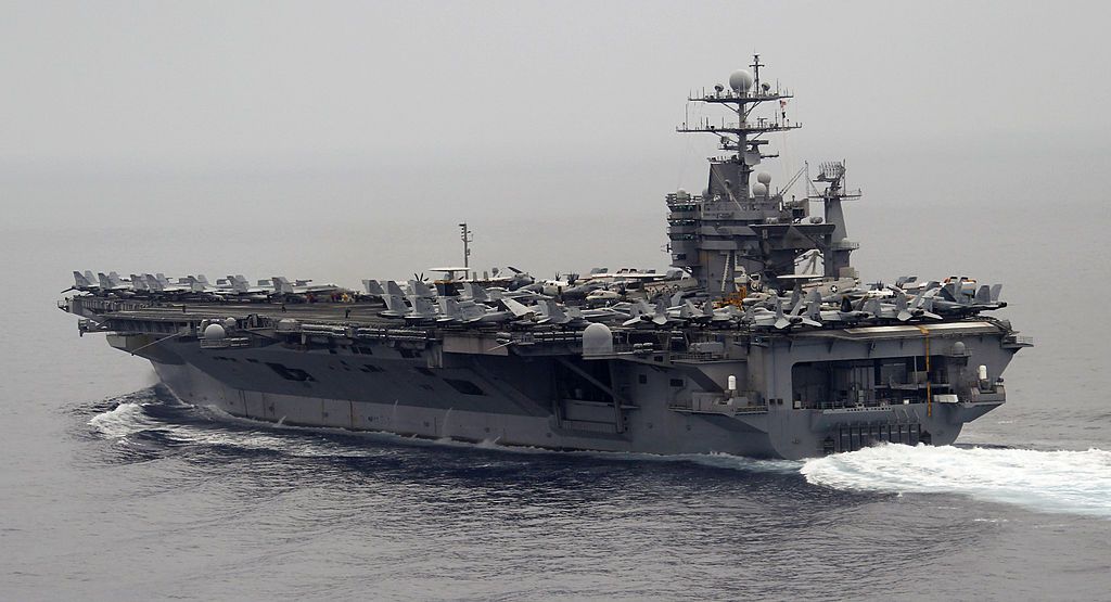 The USS Harry S. Truman had a near miss with Iranian rockets