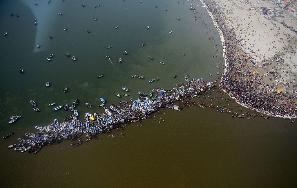 Boats in the Ganges River in India