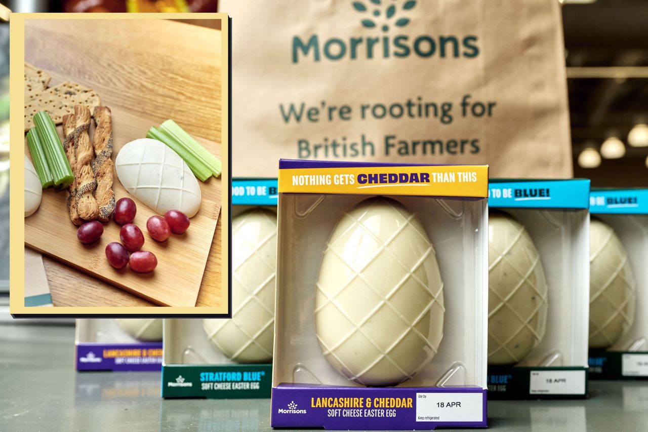 Morrisons cheese easter eggs, Lancashire &amp; Cheddar and Stratford Blue Soft Cheese Easter eggs