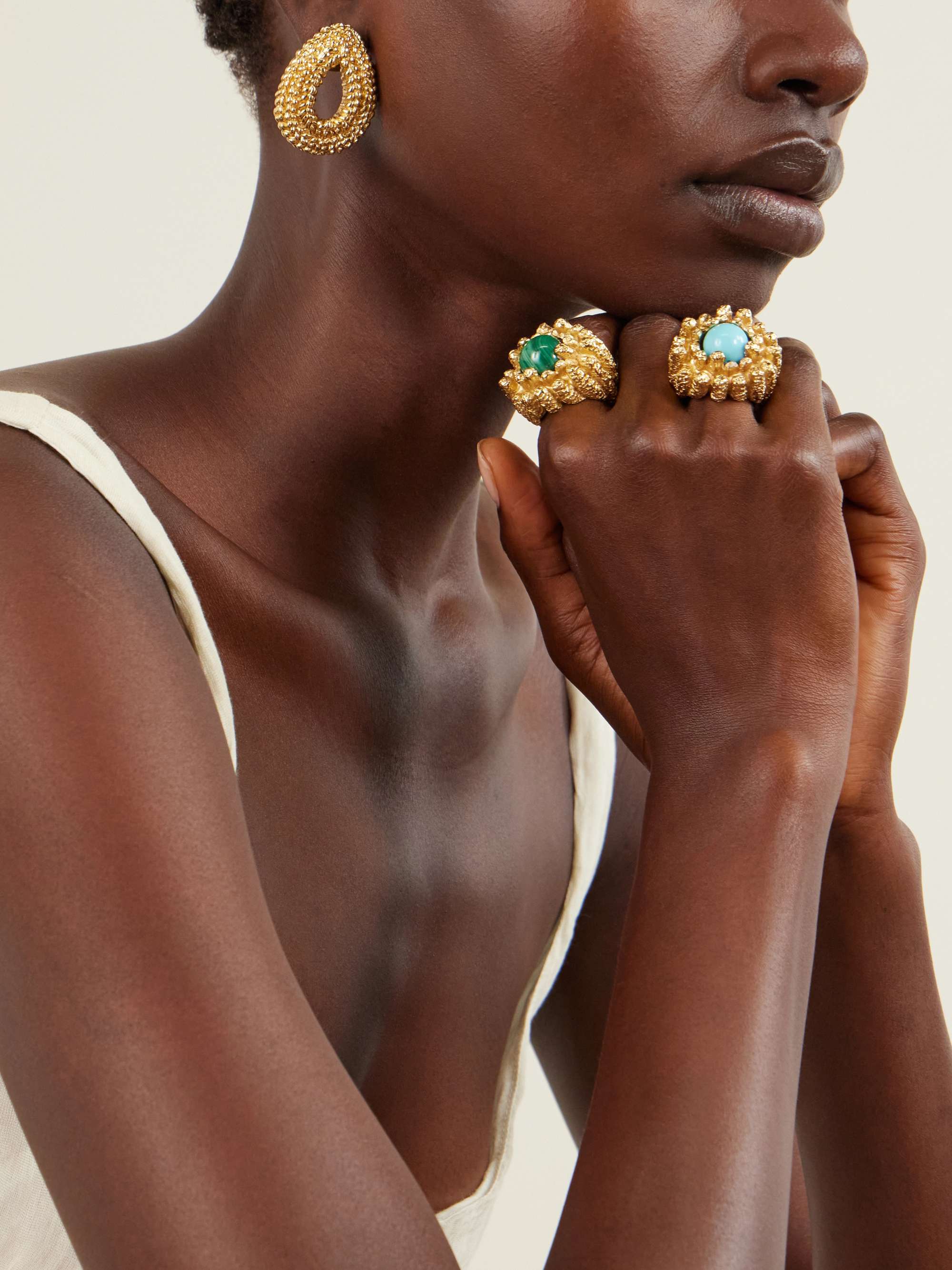 Lia 18-Karat Gold-Plated Pewter and Resin Ring