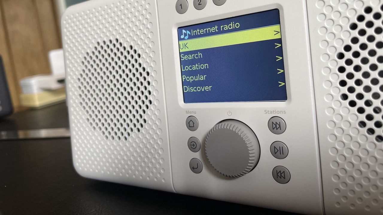 a closeup of the pure elan connect + dab radio's screen
